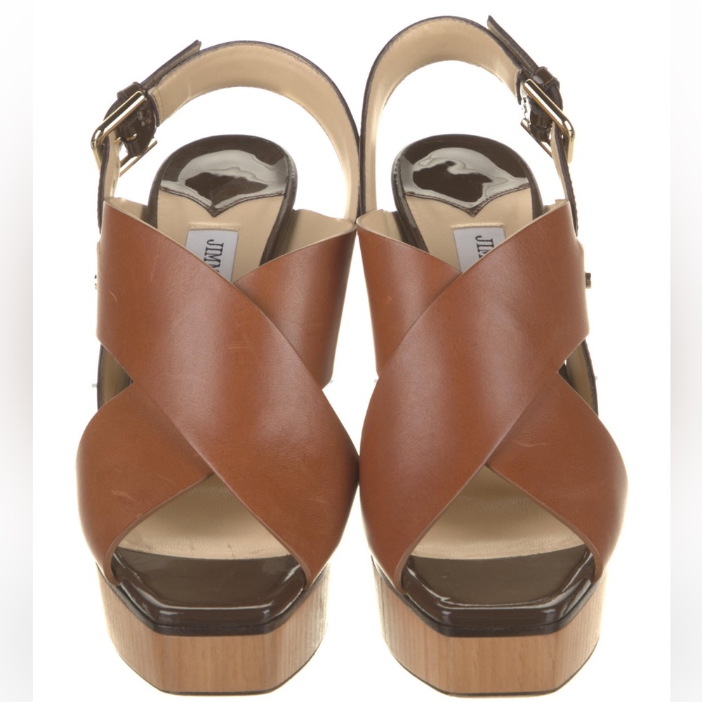 JIMMY CHOO aix leather platform heels